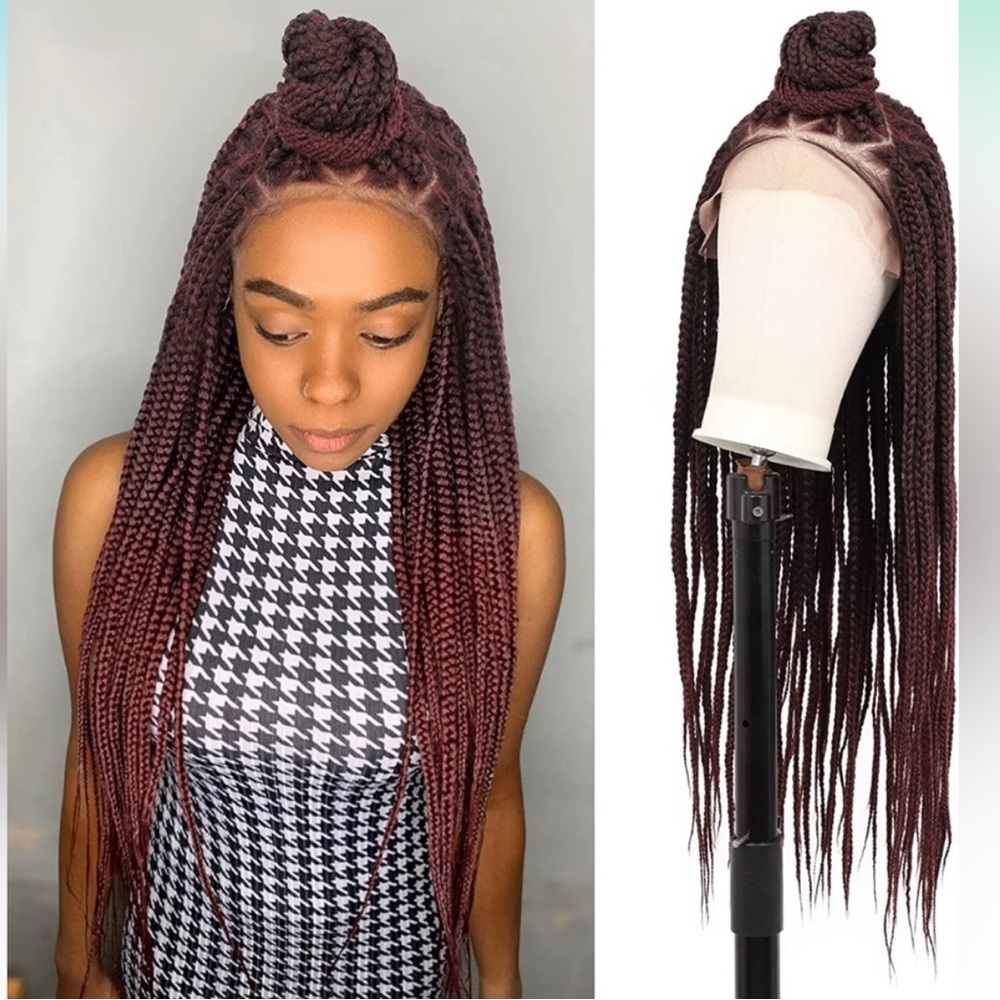 32” Woman’s Burgundy Braided LACEFRONT Wig NEW